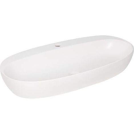 Vasque à poser Elanda 900x440 mm avec trou robinet ceramique blanc brillant