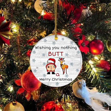 Weihnachtsbaumschmuck: Furzender Schneemann, Elf, Weihnachtsmann-Po, lustiges Rentier, 3D-Weihnachtsbaum-Hängeornament für Zuhause