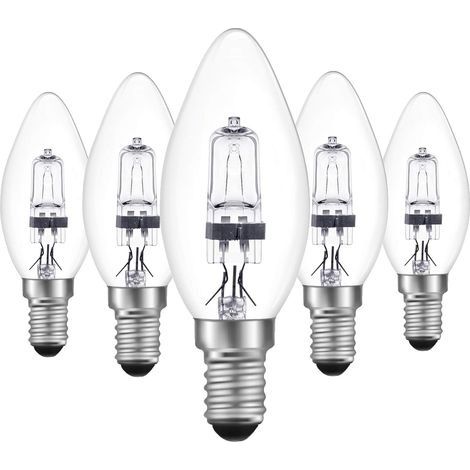Lot de 5 Ampoules Halogènes E14 18W à Intensité Variable Blanc Chaud 2700K Dimmable Ampoules à Bougie C35 Ampoule Edison à Petite vis (SES), équipement Ampoules LED 3-5W Pour les lustres H420 (1/5)