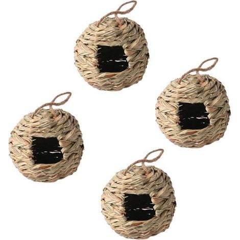 Handwoven outdoor hanging birdhouses, set of 4, a perfect gift for nature lovers. (1/4)
