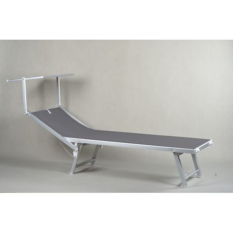 C LETTINO IN ALLUMINIO PLAYA C/PARASOLE GRIGIO- 2,0 pz