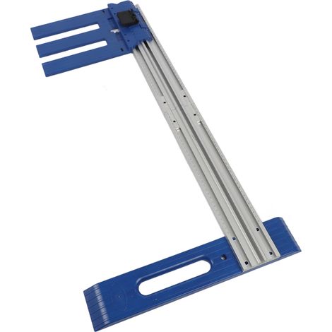 Rail de guidage pour scie circulaire bois, profilé aluminium multifonction 0-65 cm, kit menuiserie bleu argent (1/5)