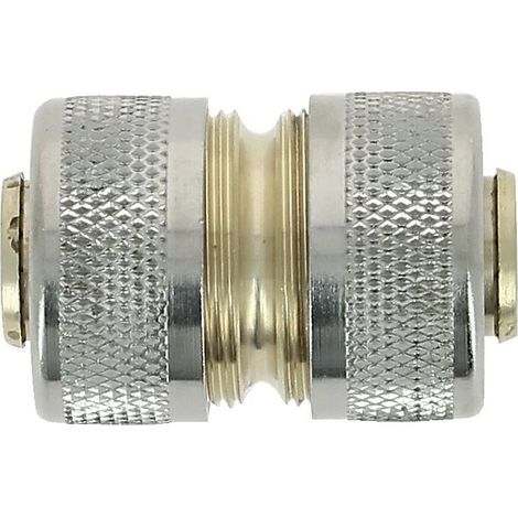 Raccord d'arrosage réparateur laiton nickelé pour raccordement de 2 tuyaux de diamètre intérieur 15 mm - FAUQUET (1/2)