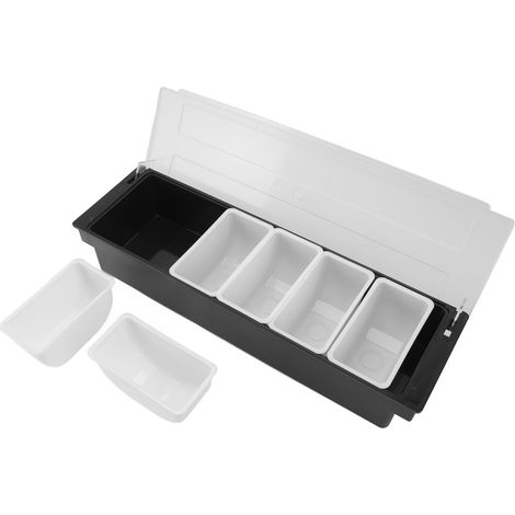 Caddy de Condiments 6 Compartments Transparent avec Couvercle Amovible - Organisation Cuisine pour Fruits, Légumes et Épices (1/5)