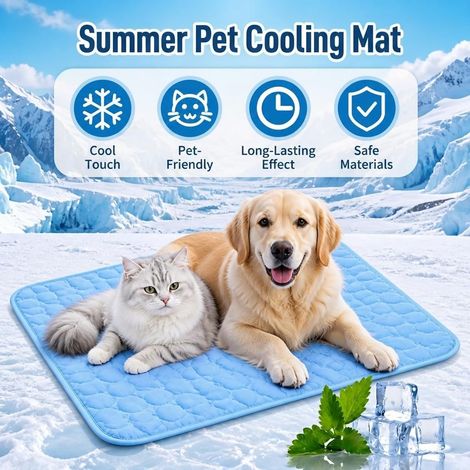 Tappetino rinfrescante per cani e gatti, Tappetino rinfrescante lavabile e resistente, Tappetino rinfrescante anti-calore, Tappetino rinfrescante speciale per cani e gatti di tutte le taglie, Grigio,  (1/5)