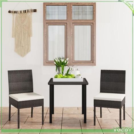 3065693 Ensemble à manger de jardin 3 pcs Résine tressée Noir (1/5)