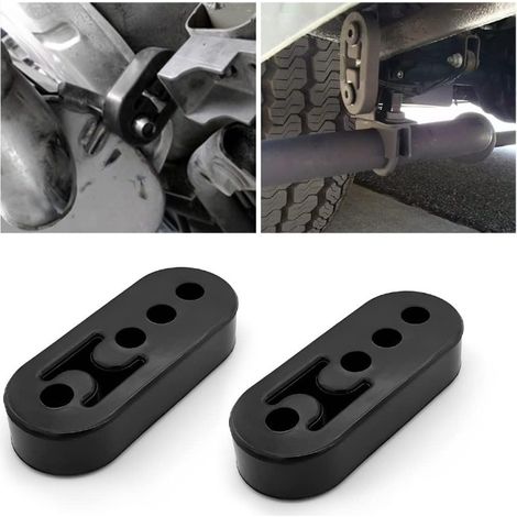 Soporte de goma para tubo de escape, 2 bujes de montaje de cuatro orificios, soporte amortiguador de tubo de escape ajustable, accesorio universal para la mayoría de los coches.
