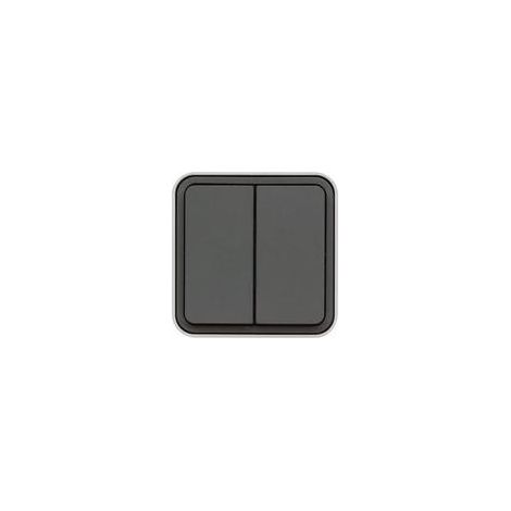 Interruptor Hager Doble Botón Gris 76x76x87 mm