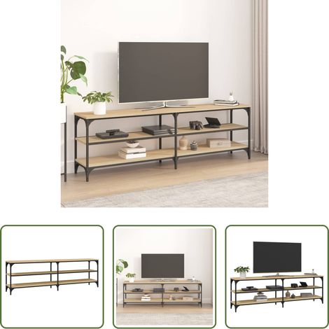 Meuble tv industriel -  Meuble TV chêne sonoma 160x30x50 cm bois d'ingénierie (1/5)