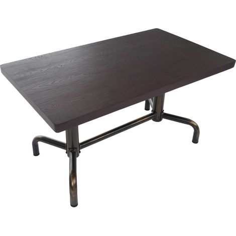 Table de salle à manger HWC-P31, table de salle à manger, bois industriel 140 x 80 cm- foncé, piètement bronze