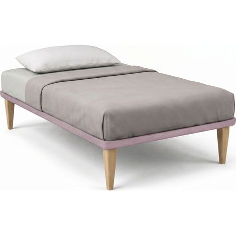 Letto 1 Piazza e Mezza con Rete Rivestita 120x200 cm Microfibra Glicine Tessis (1/5)