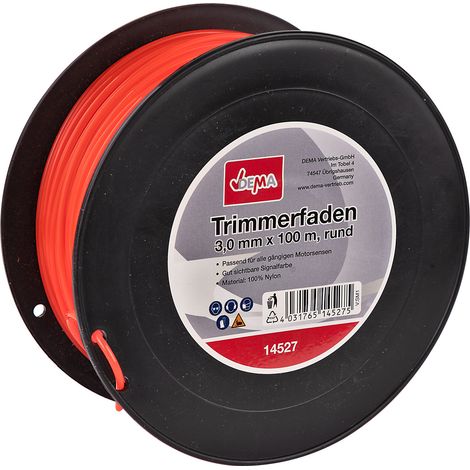 Motorsense Freischneider Mähfaden Trimmerfaden 3mm x 100m rund Nylon Signalfarbe (1/2)