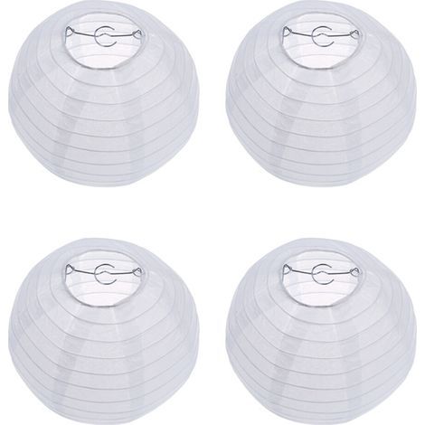 4X Blanc Chinois / Japonais Lanterne En Papier / Lampe 8 pouce Diametre (1/2)