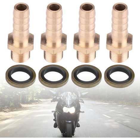 Lot de 4 adaptateurs de refroidisseur d'huile moto, vis creuse M8, raccord fileté M10 x 1,0 mm, système de refroidissement par huile (1/5)