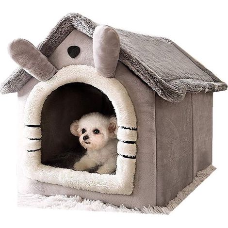 Niche pour chien – Grise – Toutes saisons – Confort hivernal – Chats et petits chiens – Intérieur et extérieur (1/5)