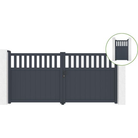 Puerta batiente de aluminio SANTIS H.160cm 3,4m + cancela SANTIS H.160 GRIS (1/5)