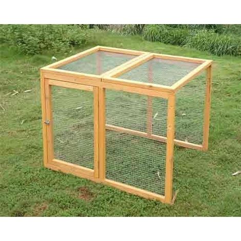 Animal Valley – Extension grillagée en bois pour poulailler Barbu S et M – Parois en grillage galvanisé – Dimensions L. 95 x l. 70 x H. 70 cm (1/3)