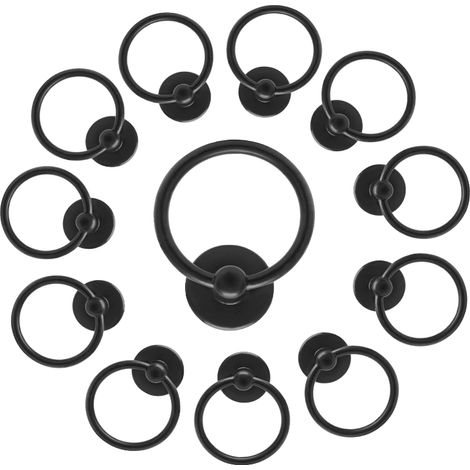 Lot de 12 poignées de tiroir rondes antiques avec vis pour meubles, cuisine, placard, armoire, commode Noir mat (1/4)