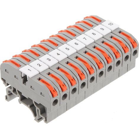 10 Sets de eurs pour Rail Din 35mm en Nylon et Laiton, Bornes D'alimentation à Isolation Renforcée pour Câblage Électrique Cabinets et Équipements Complets (1/5)