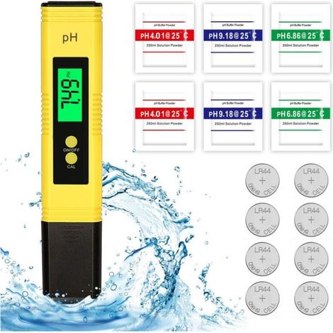 PH Testeur Electronique, Testeur de qualité de l'eau Digital LCD,Fonction D'étalonnage Automatique et 0.00-14.00 Portable PH Mètre Numérique Portable PH Mètre Numérique (1/4)