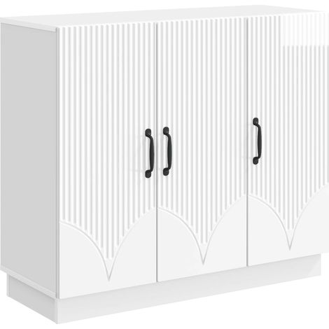 Credenza Bianco Lucido 89 x 34,5 x 77 cm Legno ingegnerizzato vidaXL