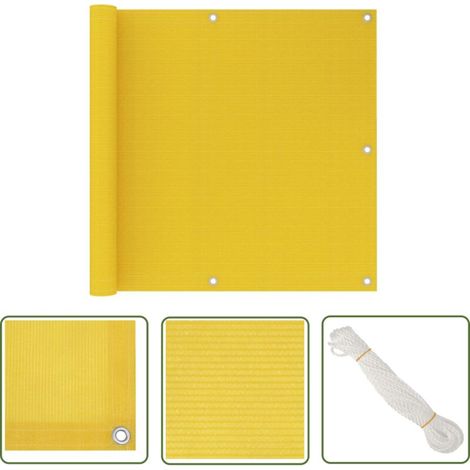 The Living Store Écran de balcon Jaune 90x300 cm PEHD - Écran De Balcon - Protection Solaire - Vie Extérieure - Intimité Balcon - Parasol Alternatif (1/5)