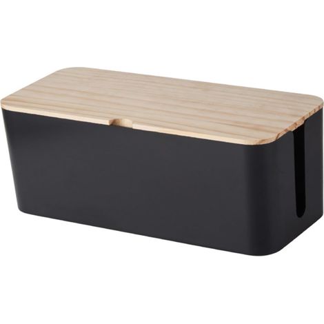 Boîtier de Câble Électrique en Plastique Couvercle en Bois, Organisateur de Rangement Compact pour Câbles, pour Bureau et Coin Étude, Gain de Place Assuré (1/5)