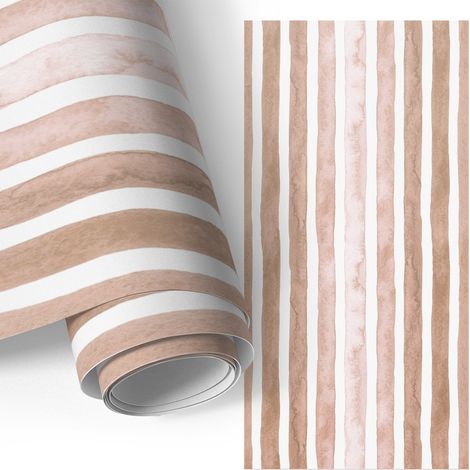 Klebefolie für Möbel - Möbelfolie - Selbstklebende - für Fensterbrett - Küchenschränke - Küchenfronten - Beigefarbene Streifen 75x150 cm