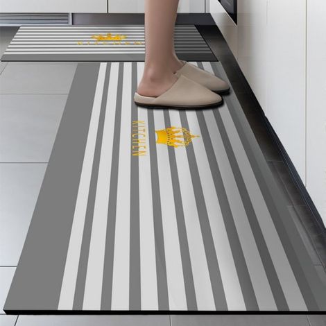 Rayures grises - 1 4060cm Boue de diatomées Tapis de cuisine, tapis de sol absorbant en terre de diatomées, facile à nettoyer, tapis rectangulaire antidérapant pour usage domestique (1/5)
