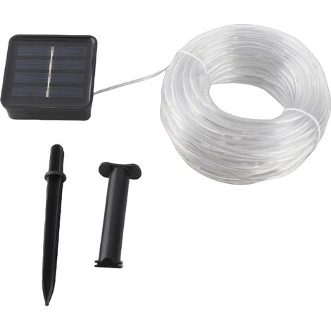 Ortviai Guirlande Lumineuse Solaire en Tube LED pour Extérieur – 12 m, 100 Lumières Blanches, Étanche IP65