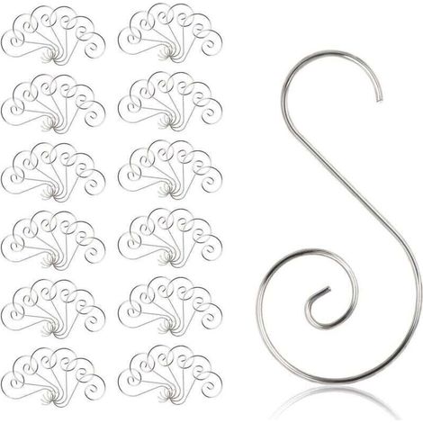 Crochets pour Boules Noël, 100 Pcs Crochet de Noël Ornement en Forme de S Cintre de Suspension pour Sapin de Noël Décoration de Fêtes