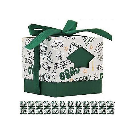 50 Stück Süßigkeitenboxen für Abschlussfeiern, Gastgeschenke, Leckereienboxen, Dekorationen für Abschlussfeiern (Grün) (1/2)