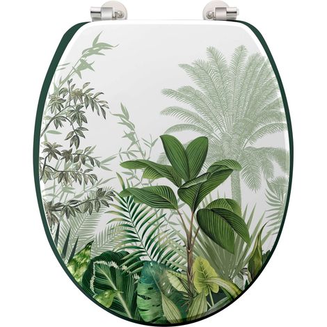Abattant WC imprimé tropical avec charnières métal Vert 37x47 cm (1/5)