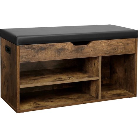 CALICOSY - Banc à Chaussures 3 compartiments et 1 Coffre - L80 cm (1/5)