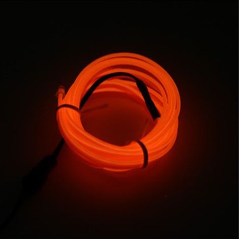Ruban LED EL lumineux 3 m flexible guirlande ambiance voiture moto vélo orange 2 piles AA non incluses (1/2)