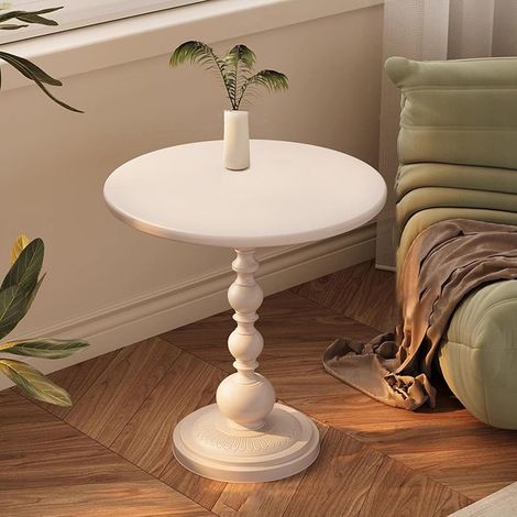 Table d’appoint ronde en métal, petite table basse multifonction avec plateau pour boissons, idéale pour salon, chambre, bureau et terrasse (1/5)