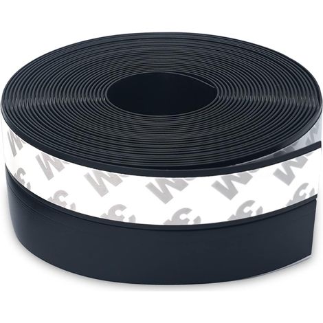 Bas de Porte Adhésif, 5M x 3,5CM Bande d'étanchéité Auto-adhésive de Silicone pour Porte et Fenetre. Protection contre l 'eau, Protection contre les Insectes, Réduction du Bruit (Noir) (1/5)