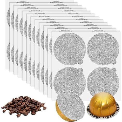 Couvercle en aluminium - Capsules de café réutilisables (120 unités), pour capsules de café réutilisables Vertuoline Vertuo (couvercle de 62 mm, comme illustré) (1/5)