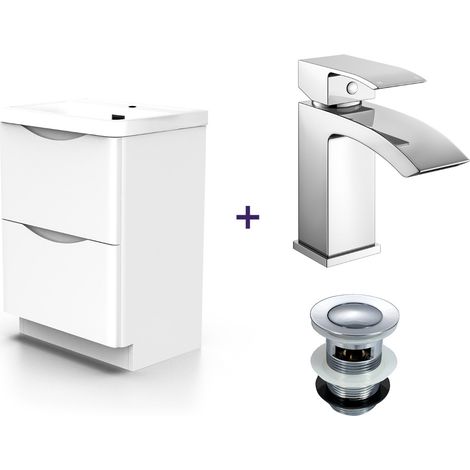 Merton Basin Vanity Unit and Waterfall Mono Mixer Tap and Waste Set (1/5)