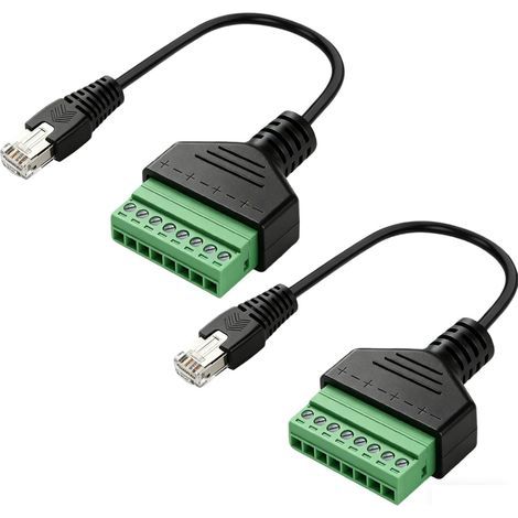 2 Pack RJ45 Mâle Borne à Vis, Adaptateurs RJ45 Mâle vers 8 Broches pour Cat5 Cat6, Boulon Vis Type Bornes Ethernet, Network avec Pluggable de Type Jack Plug pour AV CCTV, DVR, Réseau Ethernet (1/5)