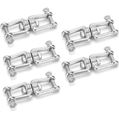 Set mit 5 drehbaren Edelstahlhaken, doppelseitig, verwicklungsfrei, Montagezubehör (1/5)
