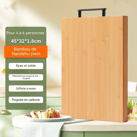 Planche à découper en bambou Nanmu 45 × 32 cm – sans peinture ni cire, antibactérienne et antimoisissante – adaptée à la viande, poisson, fruits, légumes et pétrissage de pâte (1/4)