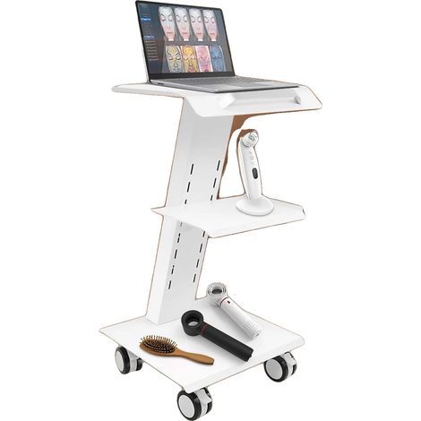 Chariot de laboratoire, hauteur réglable, roulant avec roues universelles, BLANC (1/5)