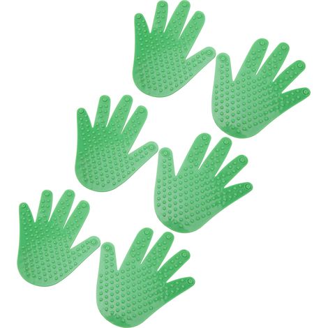 Paire de marqueurs de sol en forme de main, en PVC antidérapant, pour l'apprentissage des empreintes de mains, idéal pour les activités sportives en maternelle et en crèche (vert). (1/5)