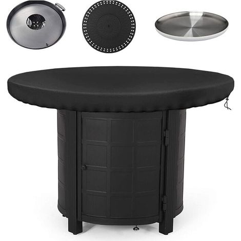 Housse de protection pour plaque de feu, 420D, étanche, anti-UV, pour plaque de feu, plaque de barbecue (diamètre 100 cm) (1/5)