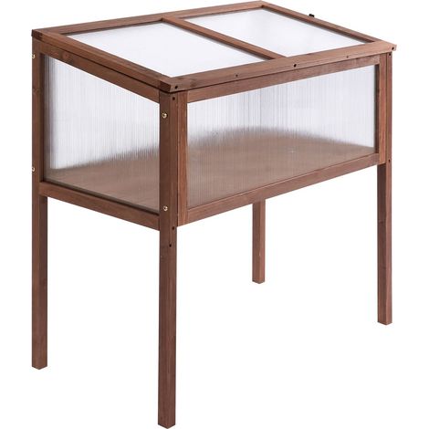 Hochbeet Aus Holz Frühbeet Gewächstisch Kräuterbeet Pflanzkasten Für Garten, Balkon Und Terrasse Braun Tannenholz Pc-Platte 90 X 50 X 93 Cm