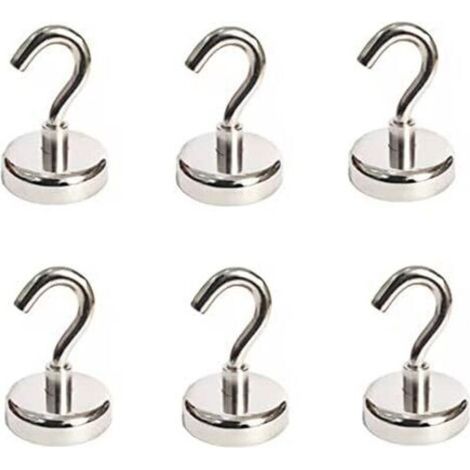 6pcs Crochets magnétiques 18LB Pull Extra Strong Neodymium Magnet Hooks, Magnetic Hooks Heavy Duty, Aimants avec crochet pour réfrigérateur, Heavy Duty Cruise Hook for Ceiling, Small Magnetic Hanger f (1/5)