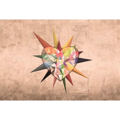 Papier peint panoramique original motif coeur Tapisserie panoramique rose intissée pour bureau Papiers peints panoramique effet industriel pour chambre (1/3)