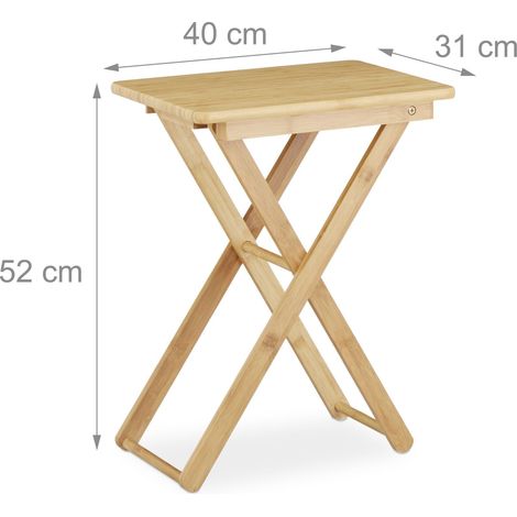 Tavolino pieghevole moderno 70 x 50 x 50 cm salva spazio interno esterno in bambù naturale 130003335