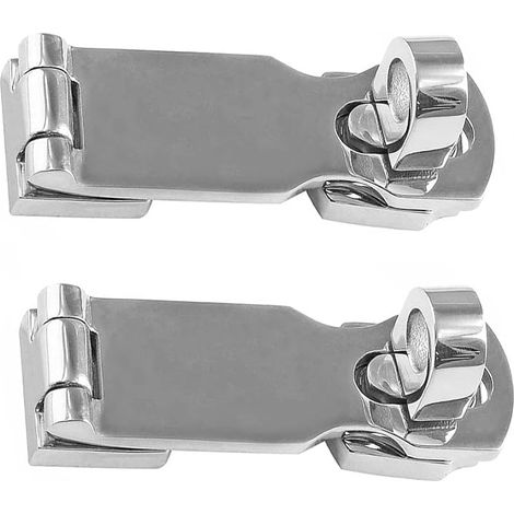Lot de 2 moraillons de porte de qualité marine avec cadenas tournant, en acier inoxydable résistant à la rouille, matériel de rechange pour yachts, bateaux, maison, 7,6 x 2,5 cm (1/4)